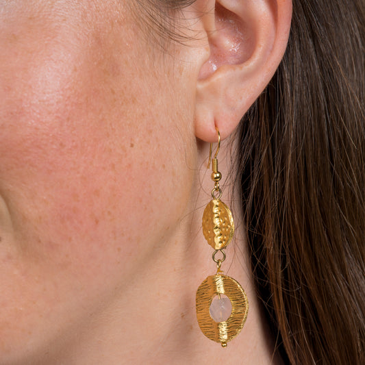 Cosima Earrings in Rose Quartz