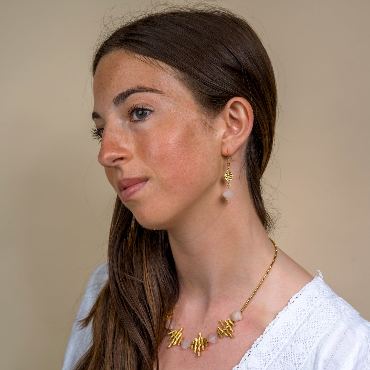 Leilani Earrings in Rose Quartz