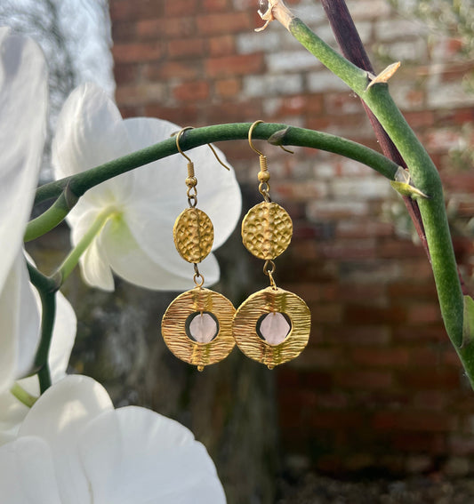 Cosima Earrings in Rose Quartz