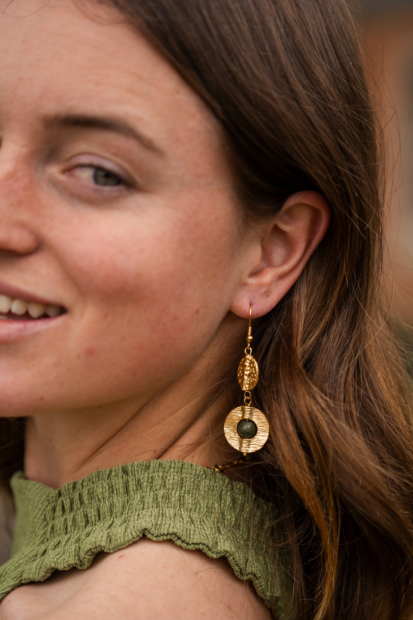 Cosima Earrings in Canadian Jade