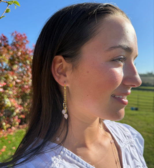 Daisy Earrings in Rose Quartz