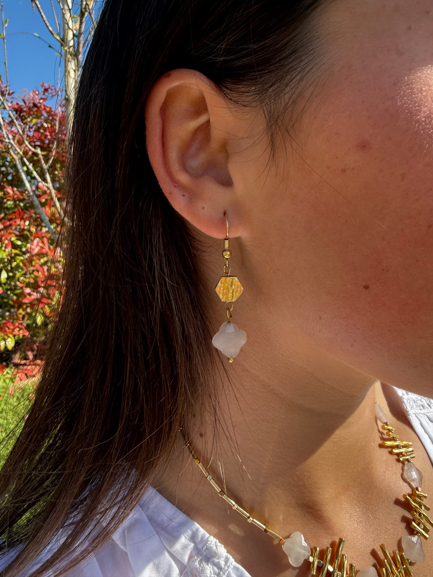 Leilani Earrings in Rose Quartz