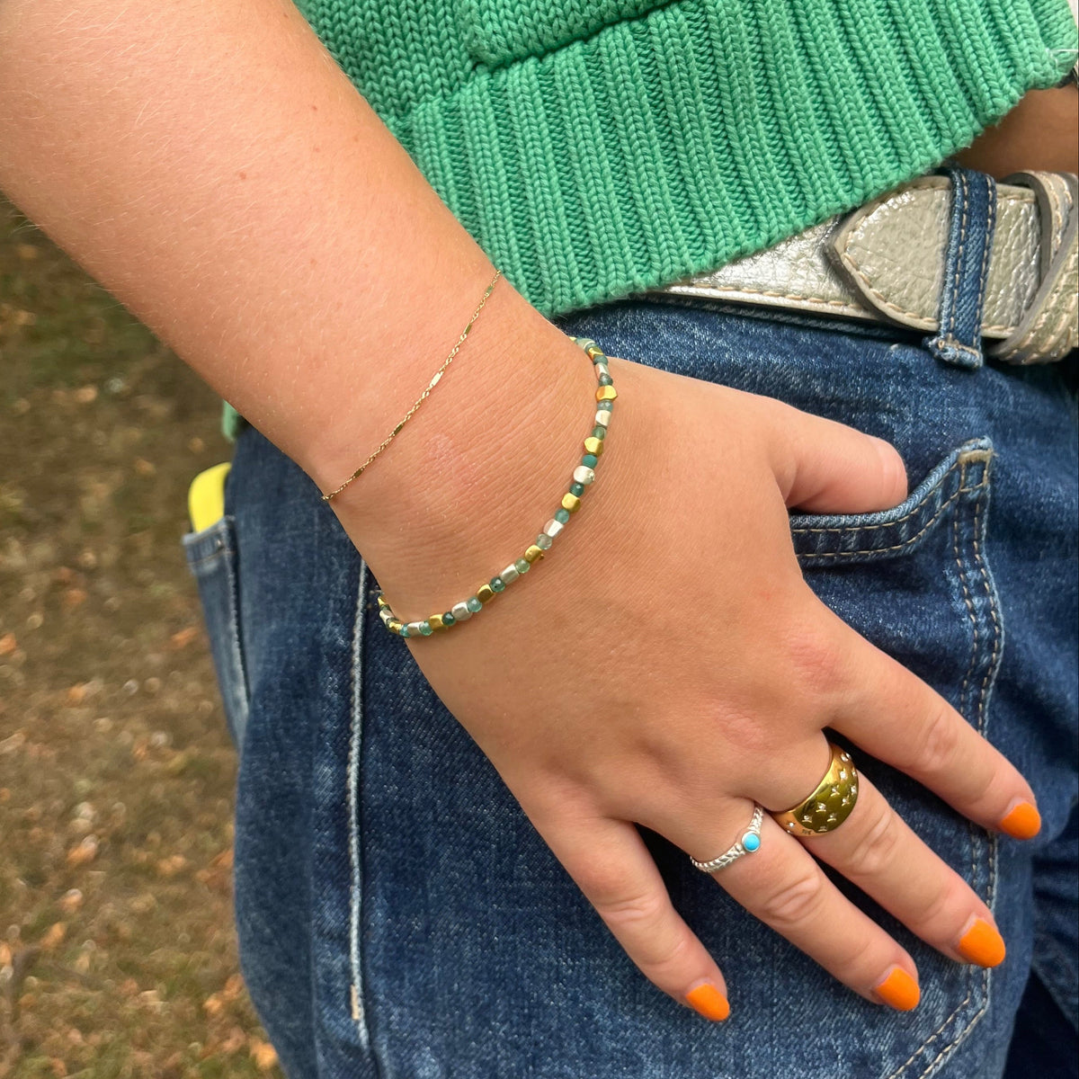 Eva Bracelet in Green Agate