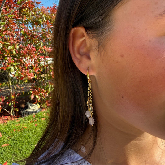 Daisy Earrings in Rose Quartz