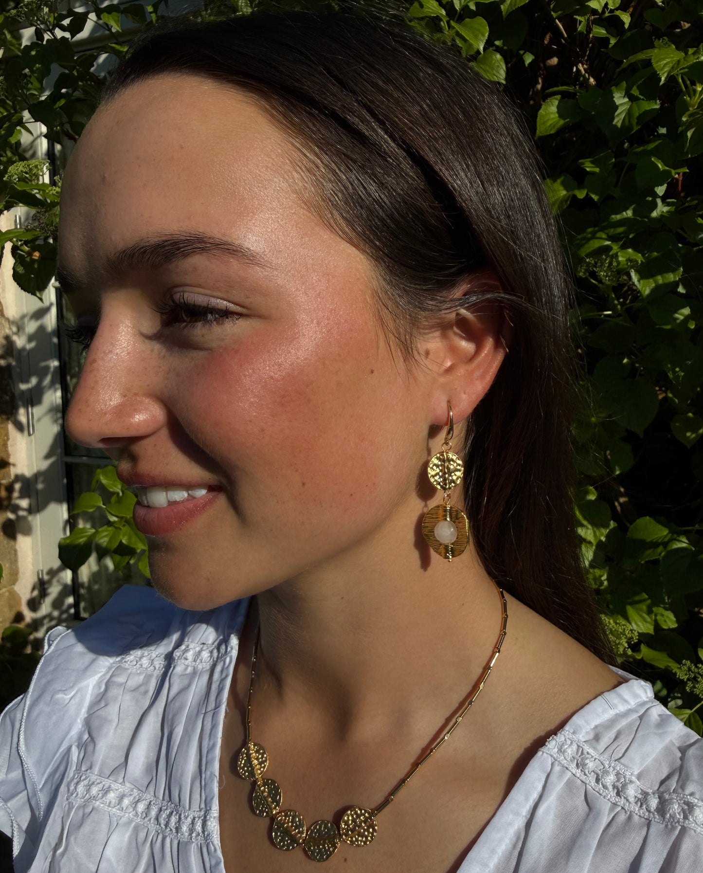 Cosima Earrings in Rose Quartz