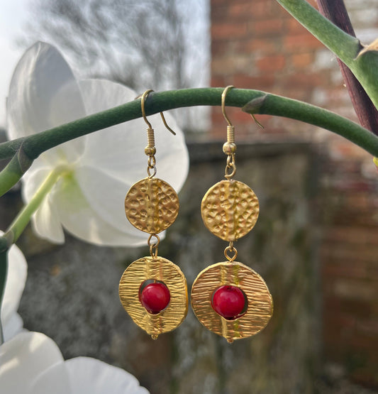 Cosima Earrings in Red Coral